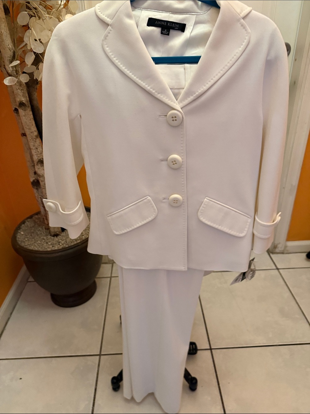 Anne Klein Soft White Women's Blazer and Pant Set